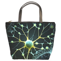 Ai Generated Neuron Network Connection Bucket Bag by Ravend