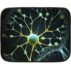 Ai Generated Neuron Network Connection One Side Fleece Blanket (mini) by Ravend