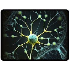 Ai Generated Neuron Network Connection One Side Fleece Blanket (large) by Ravend