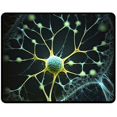 Ai Generated Neuron Network Connection One Side Fleece Blanket (medium) by Ravend