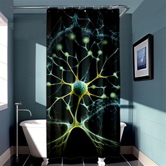 Ai Generated Neuron Network Connection Shower Curtain 36  X 72  (stall)  by Ravend