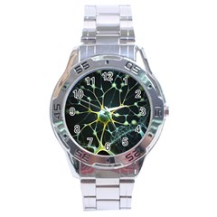 Ai Generated Neuron Network Connection Stainless Steel Analogue Watch by Ravend