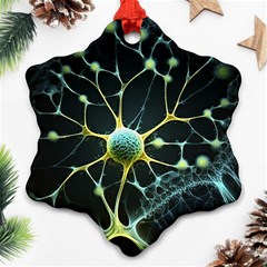 Ai Generated Neuron Network Connection Snowflake Ornament (two Sides)