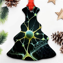 Ai Generated Neuron Network Connection Christmas Tree Ornament (two Sides)