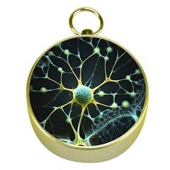 Ai Generated Neuron Network Connection Gold Compasses by Ravend