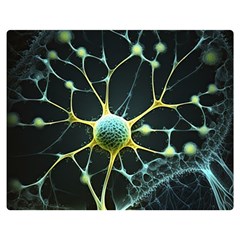 Ai Generated Neuron Network Connection Premium Plush Fleece Blanket (medium) by Ravend