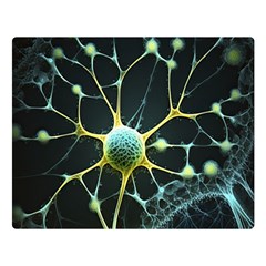 Ai Generated Neuron Network Connection Premium Plush Fleece Blanket (large) by Ravend