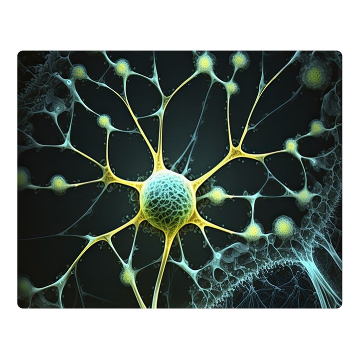 Ai Generated Neuron Network Connection Premium Plush Fleece Blanket (Large)