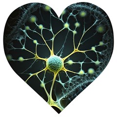 Ai Generated Neuron Network Connection Wooden Puzzle Heart by Ravend