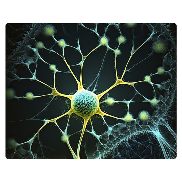 Ai Generated Neuron Network Connection One Side Premium Plush Fleece Blanket (Medium)