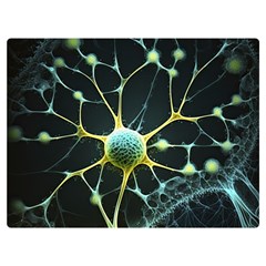 Ai Generated Neuron Network Connection One Side Premium Plush Fleece Blanket (extra Small) by Ravend