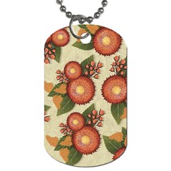 Flowers Leaves Pattern Flora Botany Drawing Art Dog Tag (two Sides) by Ravend