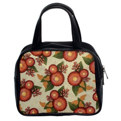 Flowers Leaves Pattern Flora Botany Drawing Art Classic Handbag (two Sides) by Ravend