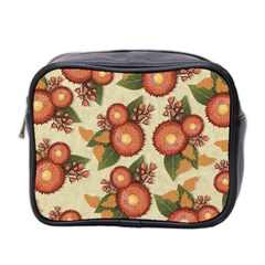 Flowers Leaves Pattern Flora Botany Drawing Art Mini Toiletries Bag (two Sides) by Ravend