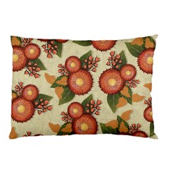 Flowers Leaves Pattern Flora Botany Drawing Art Pillow Case (two Sides) by Ravend