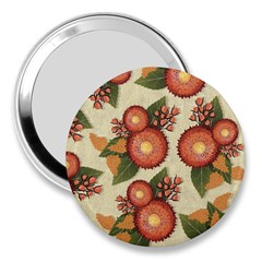 Flowers Leaves Pattern Flora Botany Drawing Art 3  Handbag Mirrors by Ravend