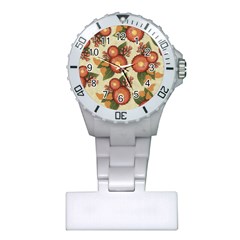 Flowers Leaves Pattern Flora Botany Drawing Art Plastic Nurses Watch by Ravend