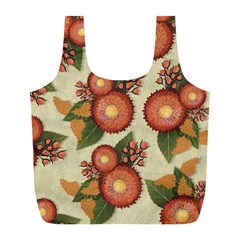 Flowers Leaves Pattern Flora Botany Drawing Art Full Print Recycle Bag (l) by Ravend