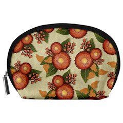 Flowers Leaves Pattern Flora Botany Drawing Art Accessory Pouch (large) by Ravend