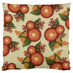 Flowers Leaves Pattern Flora Botany Drawing Art Standard Premium Plush Fleece Cushion Case (one Side) by Ravend