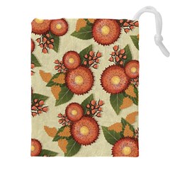 Flowers Leaves Pattern Flora Botany Drawing Art Drawstring Pouch (4xl) by Ravend