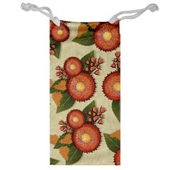 Flowers Leaves Pattern Flora Botany Drawing Art Jewelry Bag by Ravend