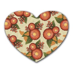 Flowers Leaves Pattern Flora Botany Drawing Art Heart Mousepad by Ravend