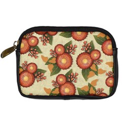 Flowers Leaves Pattern Flora Botany Drawing Art Digital Camera Leather Case by Ravend