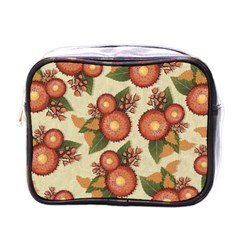 Flowers Leaves Pattern Flora Botany Drawing Art Mini Toiletries Bag (one Side) by Ravend