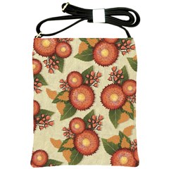 Flowers Leaves Pattern Flora Botany Drawing Art Shoulder Sling Bag by Ravend