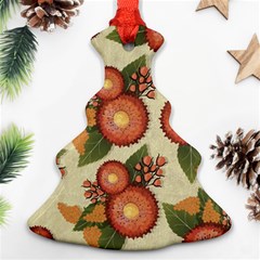 Flowers Leaves Pattern Flora Botany Drawing Art Christmas Tree Ornament (two Sides)