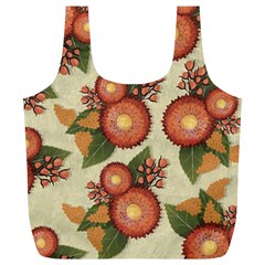 Flowers Leaves Pattern Flora Botany Drawing Art Full Print Recycle Bag (xl) by Ravend