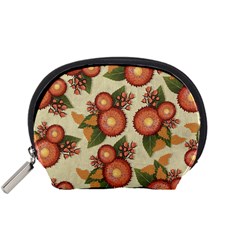 Flowers Leaves Pattern Flora Botany Drawing Art Accessory Pouch (small) by Ravend