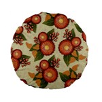 Flowers Leaves Pattern Flora Botany Drawing Art Standard 15  Premium Flano Round Cushions Front