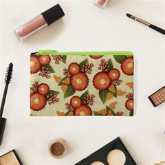 Flowers Leaves Pattern Flora Botany Drawing Art Cosmetic Bag (xs) by Ravend