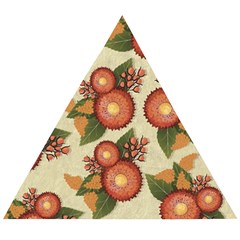 Flowers Leaves Pattern Flora Botany Drawing Art Wooden Puzzle Triangle by Ravend