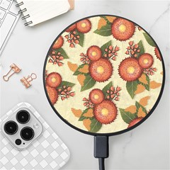 Flowers Leaves Pattern Flora Botany Drawing Art Wireless Fast Charger(black) by Ravend