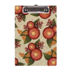 Flowers Leaves Pattern Flora Botany Drawing Art A5 Acrylic Clipboard by Ravend