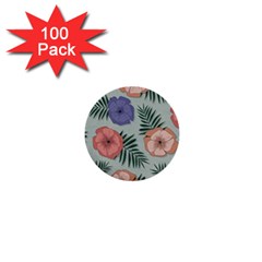 Flowers Petals Pattern Drawing Design Background 1  Mini Buttons (100 Pack)  by Ravend