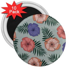 Flowers Petals Pattern Drawing Design Background 3  Magnets (10 Pack)  by Ravend