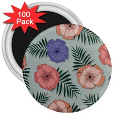 Flowers Petals Pattern Drawing Design Background 3  Magnets (100 Pack) by Ravend