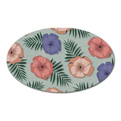 Flowers Petals Pattern Drawing Design Background Oval Magnet by Ravend