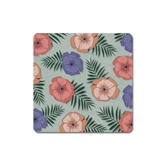 Flowers Petals Pattern Drawing Design Background Square Magnet