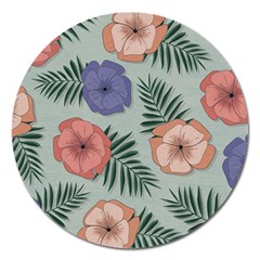 Flowers Petals Pattern Drawing Design Background Magnet 5  (round) by Ravend