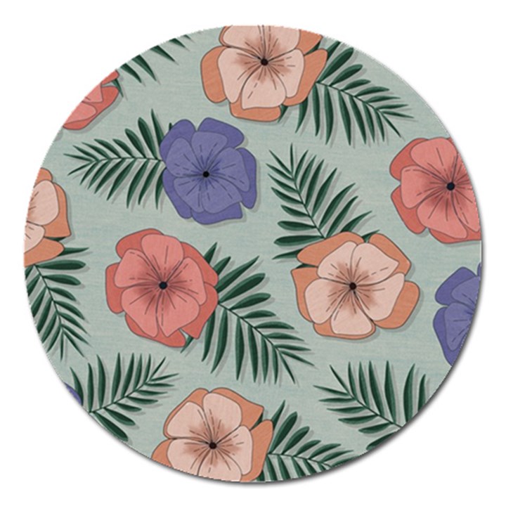 Flowers Petals Pattern Drawing Design Background Magnet 5  (Round)