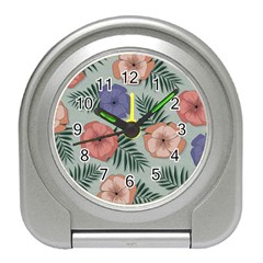 Flowers Petals Pattern Drawing Design Background Travel Alarm Clock by Ravend