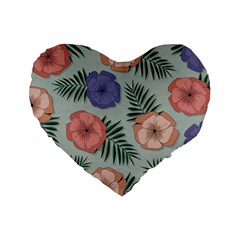 Flowers Petals Pattern Drawing Design Background Standard 16  Premium Heart Shape Cushions by Ravend