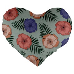 Flowers Petals Pattern Drawing Design Background Large 19  Premium Heart Shape Cushions by Ravend