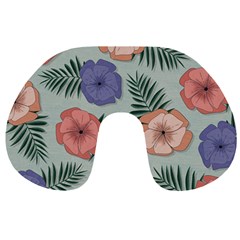 Flowers Petals Pattern Drawing Design Background Travel Neck Pillow by Ravend