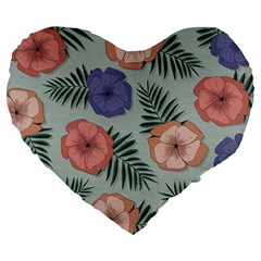 Flowers Petals Pattern Drawing Design Background Large 19  Premium Flano Heart Shape Cushions by Ravend